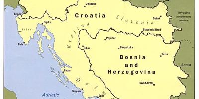 Karta över Bosnien och Hercegovina och omgivande länder