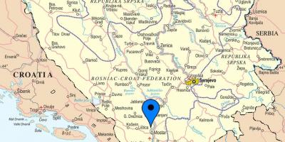Karta över mostar, Bosnien och Hercegovina