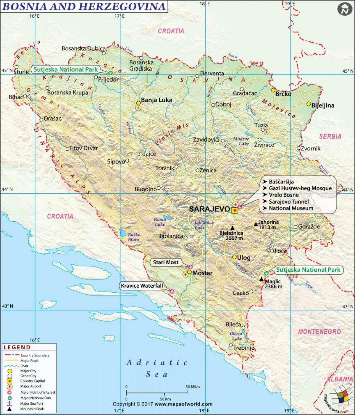Bosnien och Hercegovina karta
