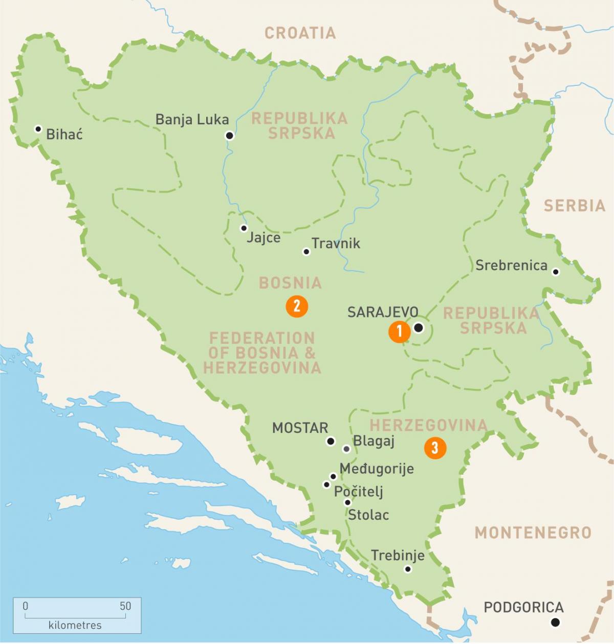 Karta till sarajevo i Bosnien