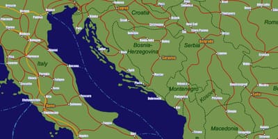 Bosnien järnväg karta